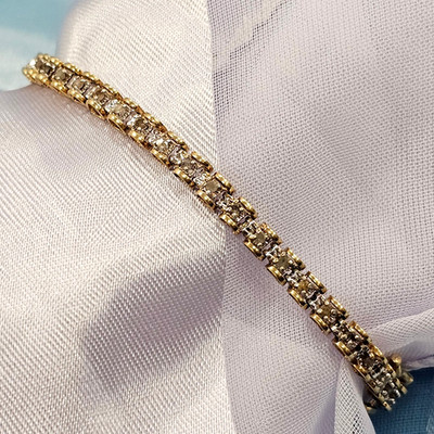 JPC 10k Y & W Gold 6.9g 1ctw Rough Diamonds (45) Ladies Tennis Bracelet 7.125''~