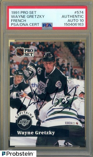 Wayne Gretzky HOF Signed 1991 Pro Set French Hockey #574 PSA/DNA 10 AUTO