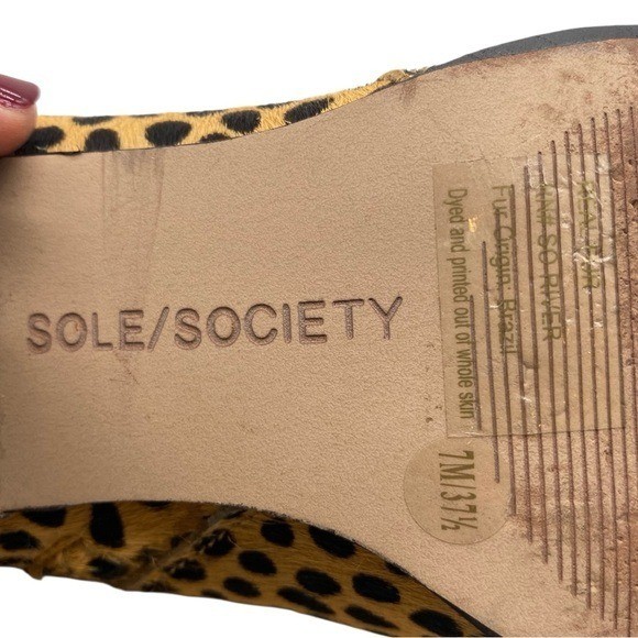 Sole Society Womens Shoes River Boots Sz 7 Animal Print Fur Ankle Heeled Chic