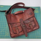 Indy Cuchillos Martillados Cuero Mensajero Bolso Marrón con Bolsillos 