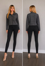 Nicole Miller Gray Windowpane Cropped Blazer