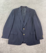 Stafford Blazer 50 R Blue Wool Gold Buttons University Logo Premium Sport Coat