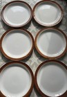 6 x Vintage Poole pottery dessert plates cream brown retro