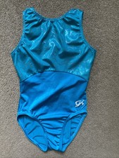 GK Size AXS Blue Sparkle Sleeveless Gymnastics Leotard