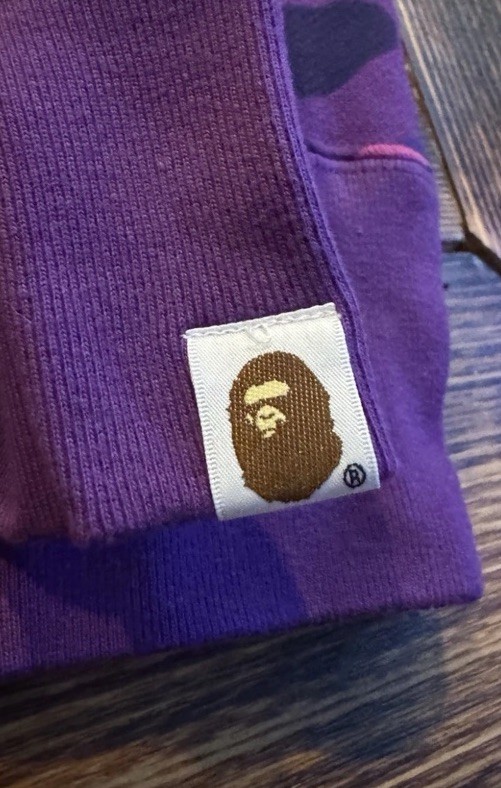 A Bathing Ape Purple Camo Fleece Full Zip Embroidered Hoodie L Men's