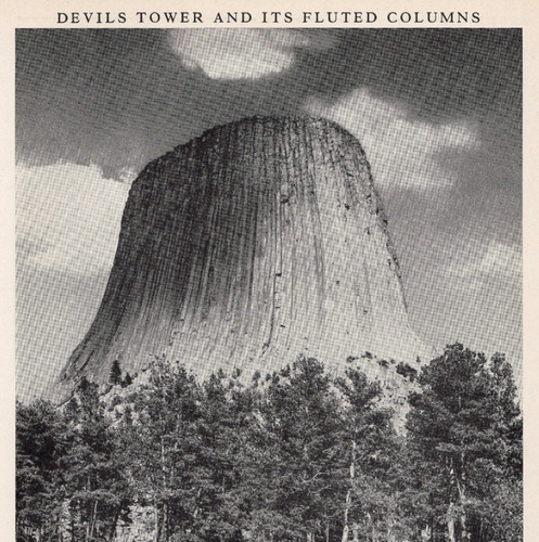 Devils Tower Wyoming Volcanic Rock Formation 1948 Vintage Halftone Print
