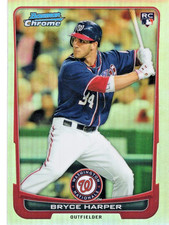 BRYCE HARPER - 2012 BOWMAN CHROME REFRACTOR ROOKIE CARD. #214 - NATIONALS, MINT. rookie card picture