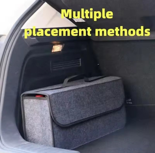 Grey Car Boot Organiser Felt Storage Box Non-Slip Foldable Trunk Bag UK Stock