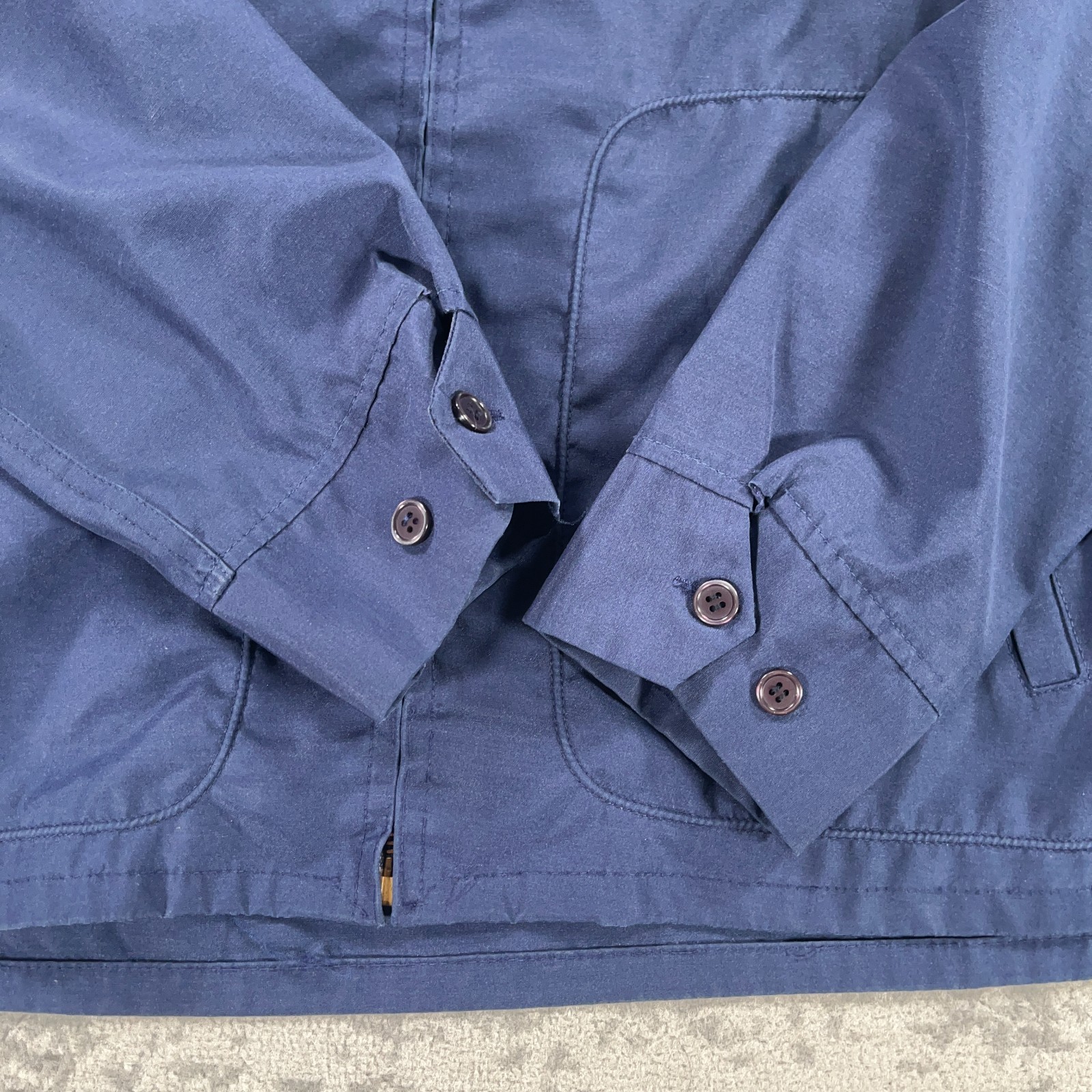 Vintage JC Penney Bomber Jacket Mens XL Blue Gab Lightweight Canvas Throat Latch