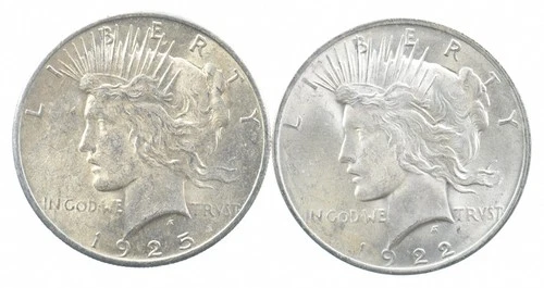 1925 & 1922 & Peace Silver Dollar $1 Bullion Collection Lot *873