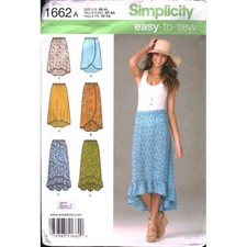 Simplicity 1662 Sewing Pattern Misses Pull-On Skirts High-Low Ruffle XS-M KarenZ