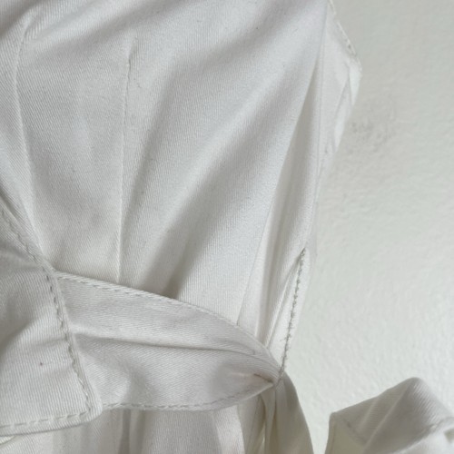 CHINO Anthropologie Jumpsuit Womens 8 White Scalloped Edge Long Wide Leg Pant - Picture 10 of 10