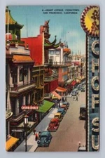 Vintage San Francisco Chinatown Linen Postcard Cover to LONDON Grant Avenue 1945