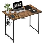 32 Inch Home Office Computer Small Desk Pc Table with Headphone Hooks Brown