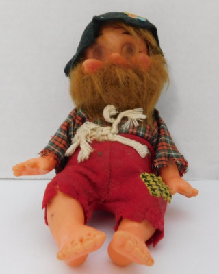 VTG Hobo Hillbilly Mountain Man 6'' Vinyl Doll Poseable Figure with Beard Japan