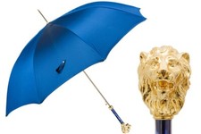 Pasotti Blue Umbrella with Gold Lion Handle Box included New