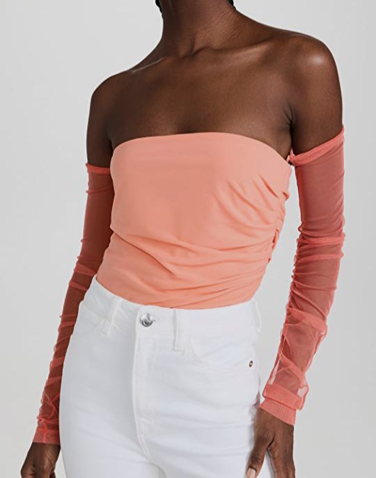helmut lang off the shoulder top