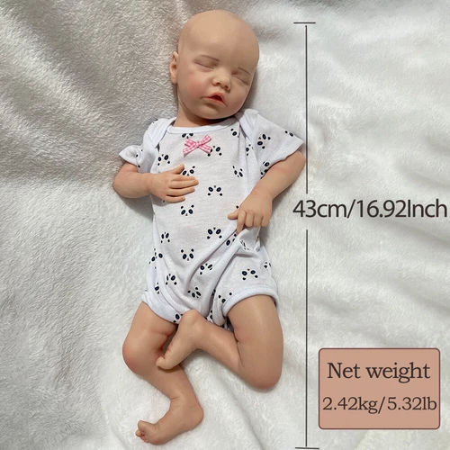 17" Full Silicone Reborn Doll Handmade Soft Painted Newborn Baby Birthday Gift - Picture 8 of 15
