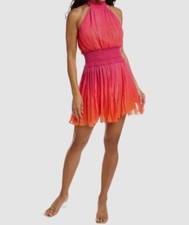 393 Rococo Sand Women's Orange Halter Neck Skye Mini Dress Size L