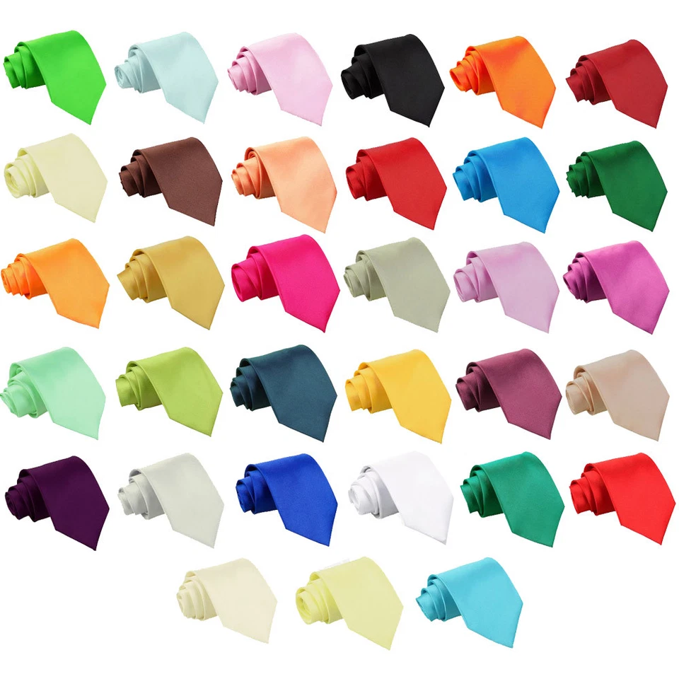 Extra Lange Herrenkrawatte Satin Uni Einfarbig Formell Leger Hochzeit Krawatte von DQT