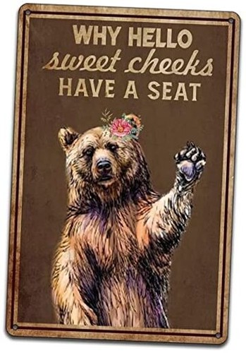 Targa In Metallo Divertente Why Hello Sweet Cheeks Have A Seat - 30x40 Cm O 20x30 Cm, Con Cane Bernese, Arredamento Per Bar, Casa, Garage, Ufficio, Regalo Umoristico - 3