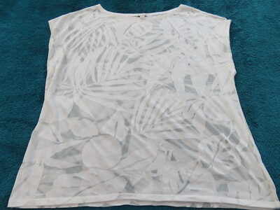 GAP DESIGNED & CRAFTED CAPPED SLEEVE BURNOUT ON WHITE DEVORE SUMMER TOP UK 14