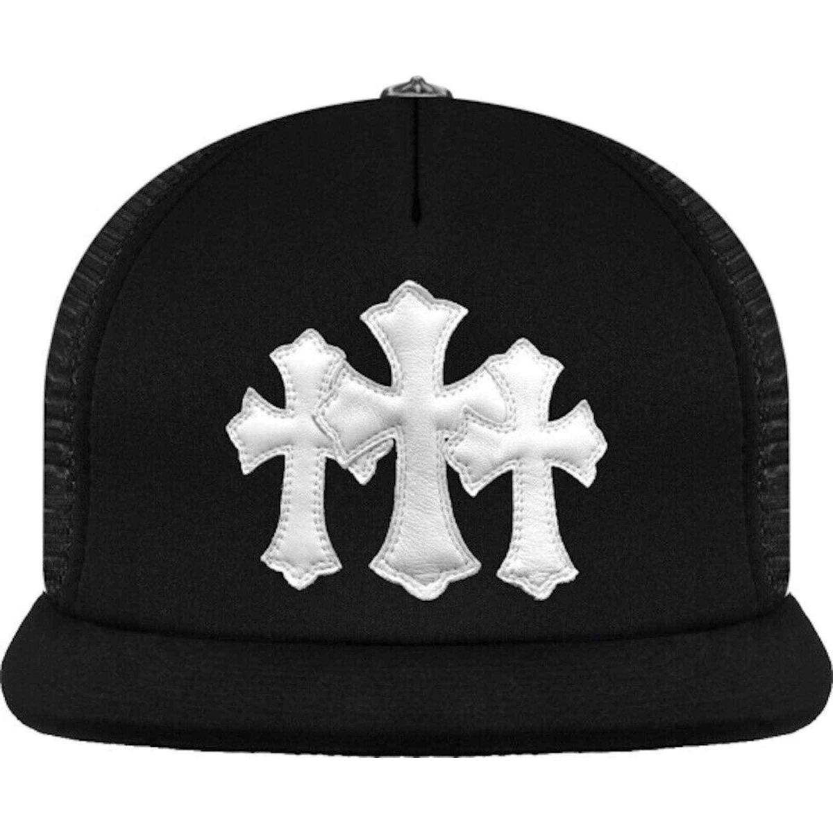 Chrome Hearts Cemetery Trucker Black White 3 Crosses Baseball Cap Snapback Hat