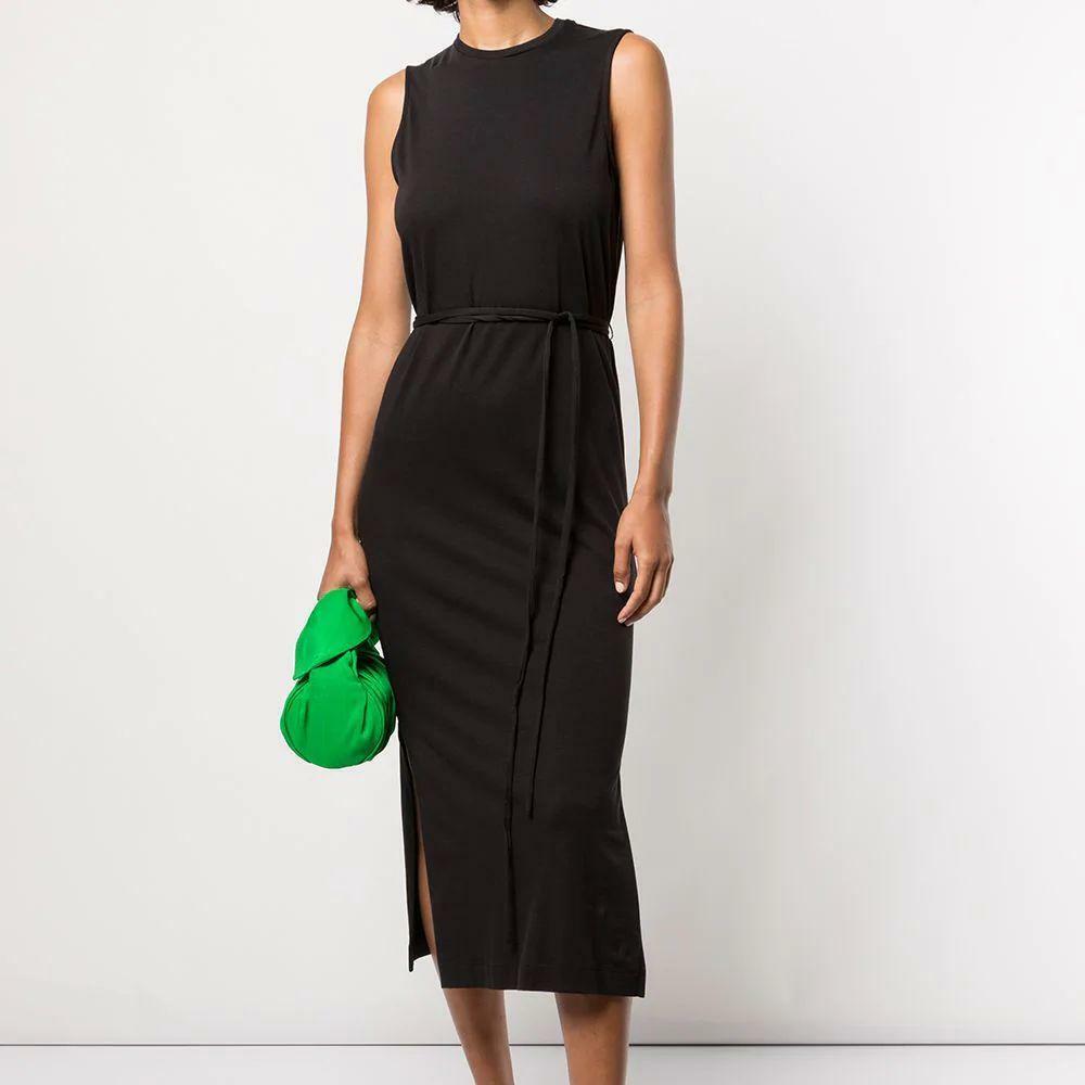 vince pima cotton dress Sleeveless Dress, Black, Size L