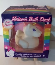 Color Changing Unicorn Rubber Ducky Duck Bath Toy Fantasy Mood Lighting Bathroom