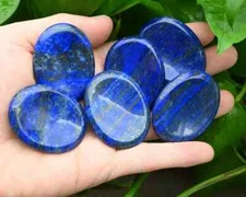 Natural Lapis Lazuli Palm Worry Stone Oval Polished Healing Crystal Pocket Stone