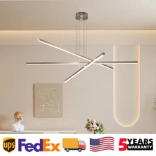 48'' Pendant Light LED Black Dimmable Ceiling Chandelier Kitchen Island Fixture