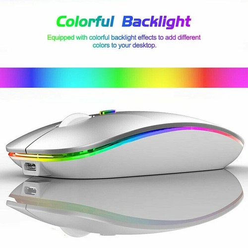 RGB kabellose Maus wiederaufladbar leise Gaming Mäuse USB für PC Laptop UK - Bild 12 von 12