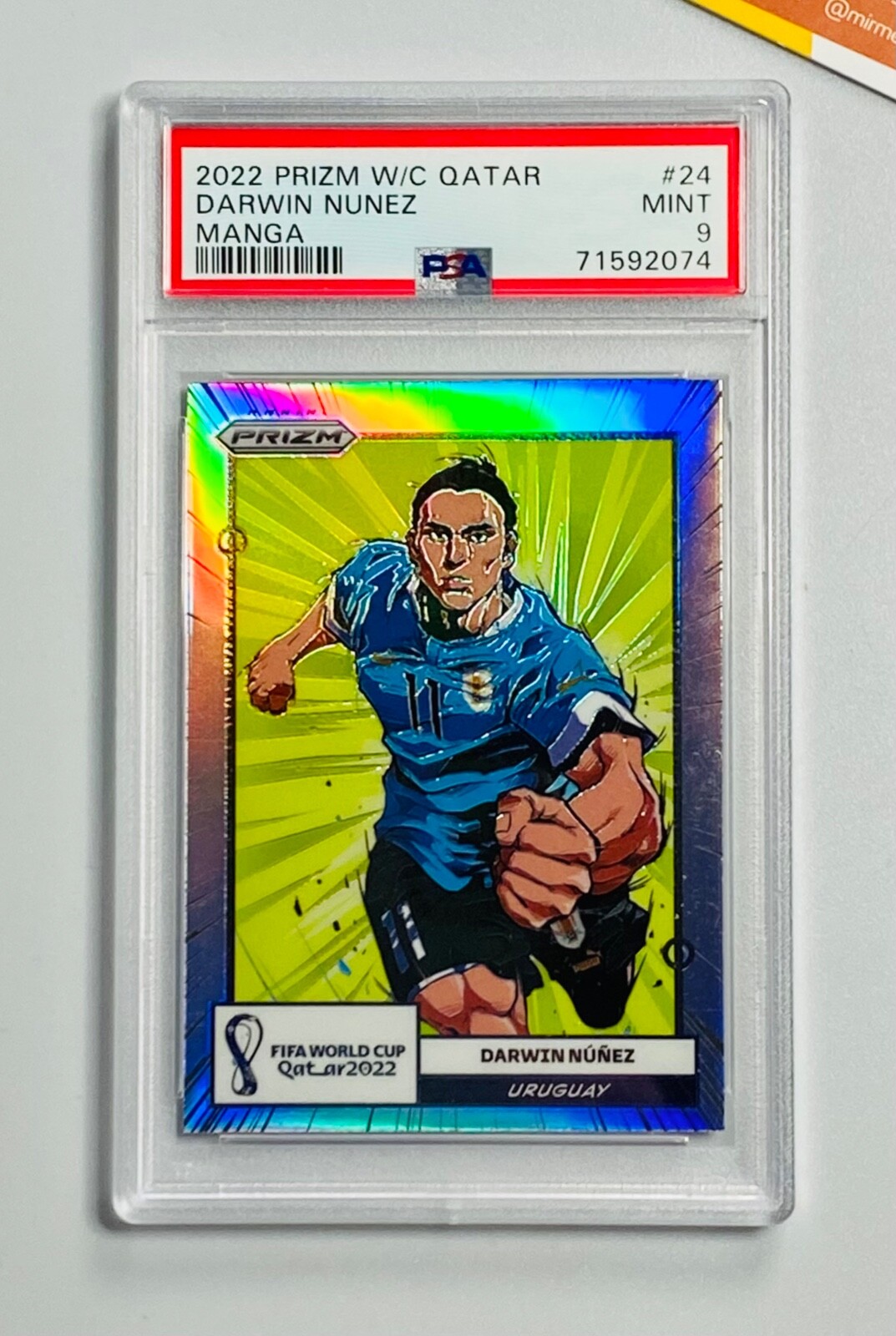 Panini Prizm PSA 9 Darwin Nunez #24 Manga Refractor Uruguay World Cup Qatar 2022