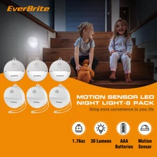 EverBrite 6-Pack LED Motion Sensor Night Light Automated On&Off w/18 AAA Battery