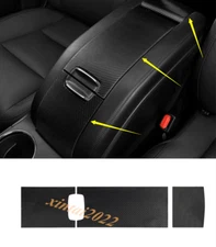 For Toyota Highlander 2014-19 Carbon Fiber Leather Center Armrest Box Cover Trim