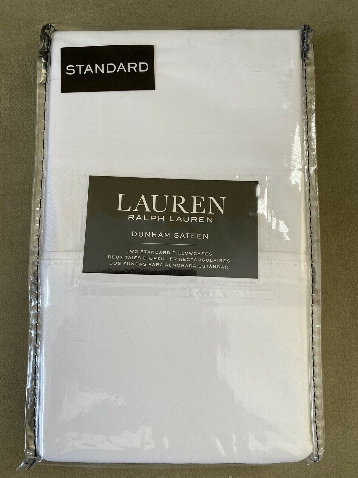 New Set of 2 Ralph Lauren White Dunham Sateen Standard Pillowcases300