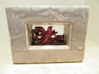 Vintage 50's McCoy Pottery Double Vase - Grey with Red Bird Arcature - 8x6"   (J