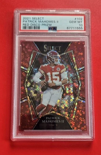 2021 Select Patrick Mahomes Red Disco Prizm /49 PSA 10 Gem Mint