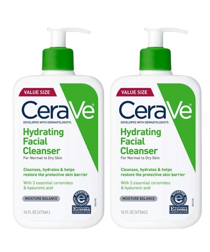 Cerave 保湿洁面乳 中性/干性肤质 超值 尺寸 16 盎司,2 件装 — 第 2/4 张图片