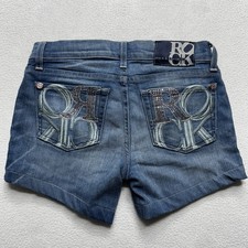 Rock Republic Denim Shorts Womens Size 25 Distressed Dark Wash Pockets