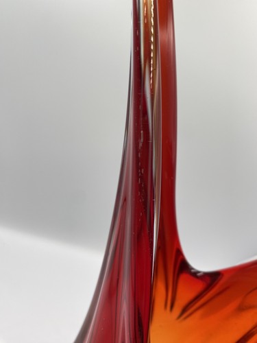 Murano Large Red/Orange Glass Vase 1960s. - Picture 5 of 13