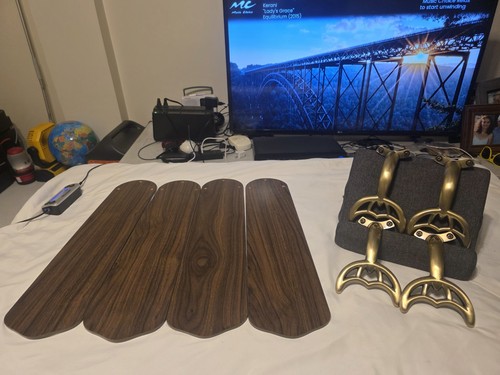 LOT 4 REVERSIBLE WOODEN 20.5” CEILING FAN BLADES METAL ARMS HAMPTON BAY FREE SHI