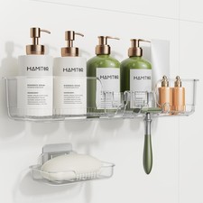 Adhesive Shower Caddy for Bathroom 2 Pack Clear Bath Shelves No Drilling for ...