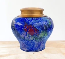 Art Glass Canister with Metal lid - Airtight Food Storage Container