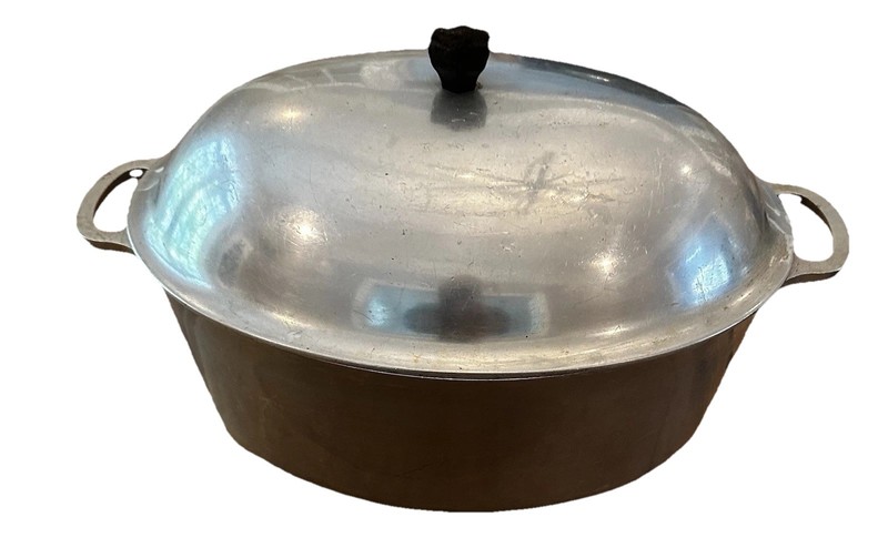 Vintage Household Institute Cast Aluminum Oval Dutch Oven Roaster w/ Lid 15 Inch
