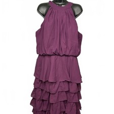 RYANTH Purple Halter Neck Tiered Ruffle Maxi Dress Women's 16 New with Tags