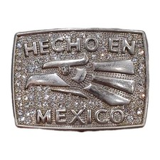 BEAUTIFUL BIKERS BELT BUCKLE WITH HECHOEN MEXICO SHAPE RHINESTONE NEW Free Ship