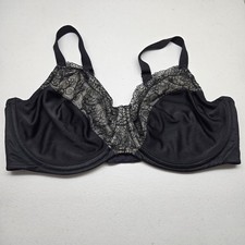 Bali Women Bra 42DD Black Floral 3488 T Shirt Underwired Lace Strap