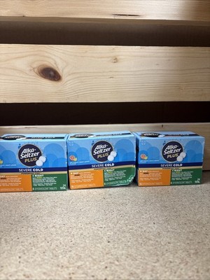 Lot of 3: Alka-seltzer Plus PowerFast Severe Cold Day Night Lemon exp: 07/2027