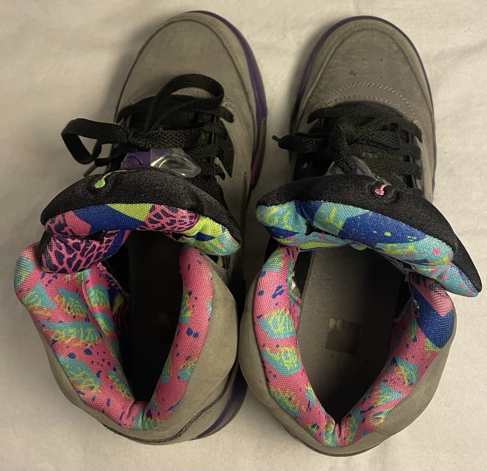 RARO Jordan 5 Retro Bel Air 62159-090 Gris Púrpura Zapatos Tenis Talla 6Y Foto 4 de 4